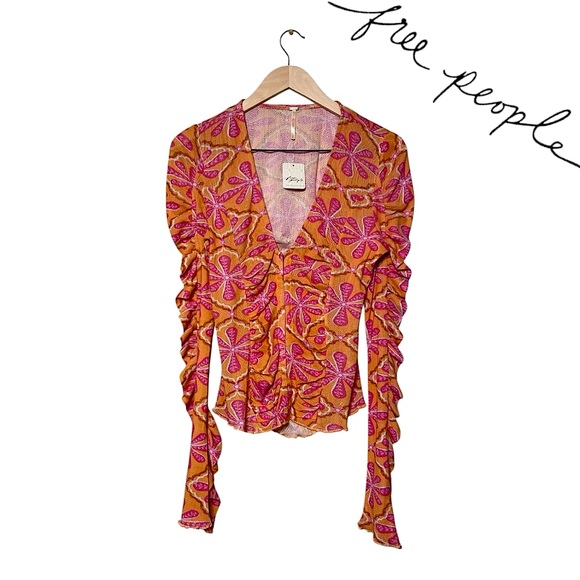Free People Tops - FREE PEOPLE Through The Meadow Top in Grapefruit Seltzer M